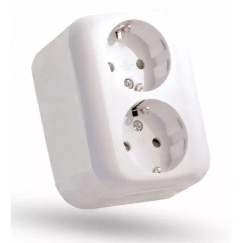 Prémium STI281 SF-01-210 STILO FORTE 2x2P+F Schuk fh falonkívüli kettős földelt csatlakozóaljzat gyermekvéde