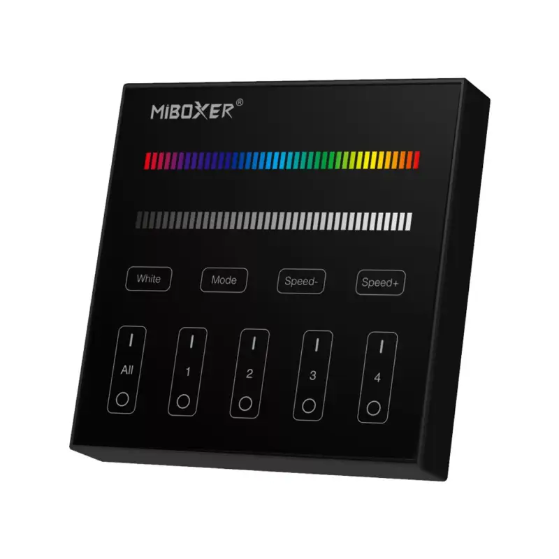 Akciós ár MiLight FUTB3B RGB+W 4 zónás fali vezérlő, távirányító 3V Elemes, Mi-Light Smart panel, fekete