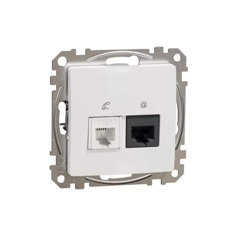 Legjobb ár ÚJ SEDNA RJ11/RJ45 Cat6 UTP kombinált aljzat, fehér Schneider SDD111468