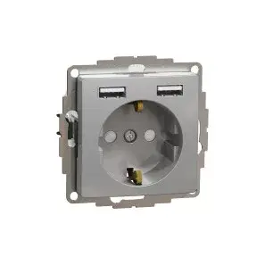 ÚJ SEDNA 2P+F csatlakozóaljzat, BZS, kettős USB töltővel, rugós, 16A/2.4A, alumínium Schneider SDD113052 Kedvezményes ár