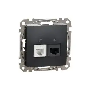 Exkluzív ajánlat ÚJ SEDNA RJ11/RJ45 Cat6 UTP kombinált aljzat, antracit Schneider SDD114468