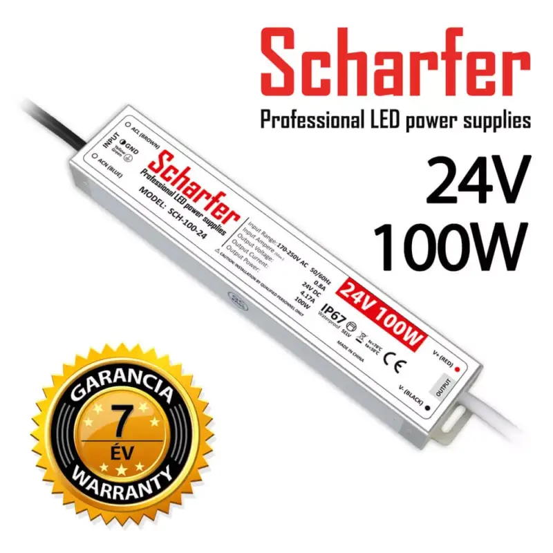 SCHARFER SCH-100-24 100W vízálló LED tápegység IP67 24V VDC 4,17A Vedd meg most