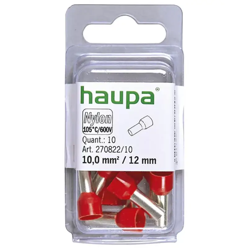 HAUPA Érvéghüvely szigetelt 10/12 piros 270822/10 SmallPack Haupa (10db/bliszter) Szezonális akció