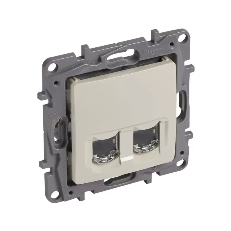 Újdonság Legrand Niloé 2xRJ45 Cat.6 STP aljzat, csavaros, köröm nélkül, bézs Legrand 664876
