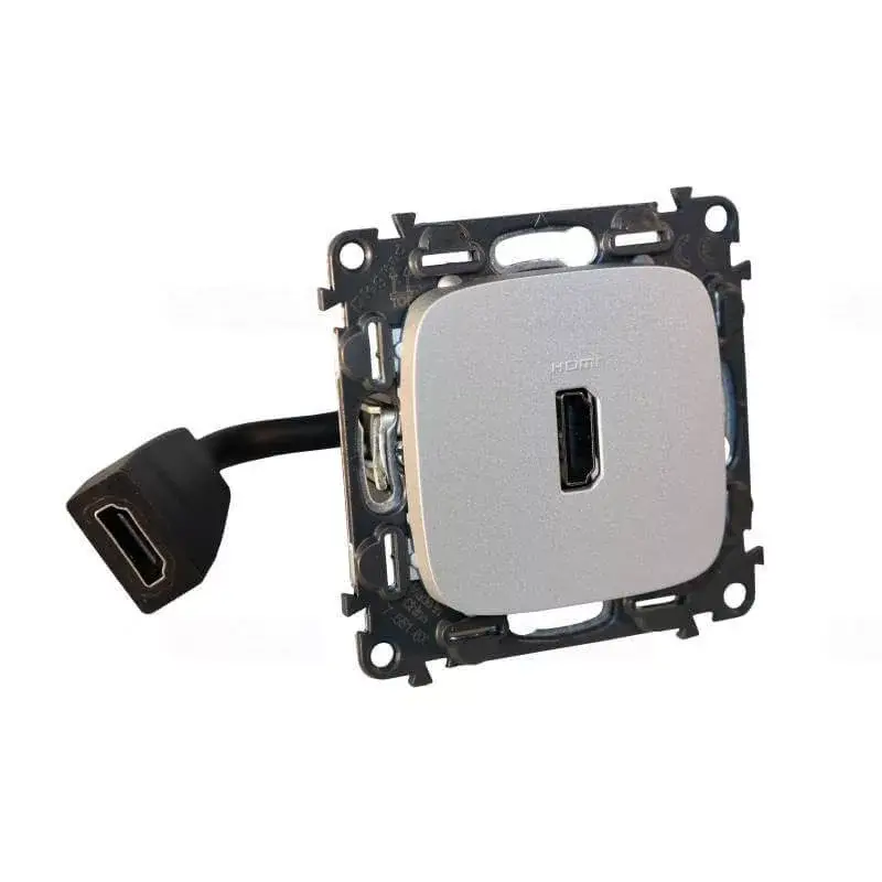 Szuper ajánlat Legrand Valena Allure Elővezetékelt HDMI 1.4 típusú csatlakozóaljzat, 15 cm kábellel szállítva, alumínium Legrand 755167