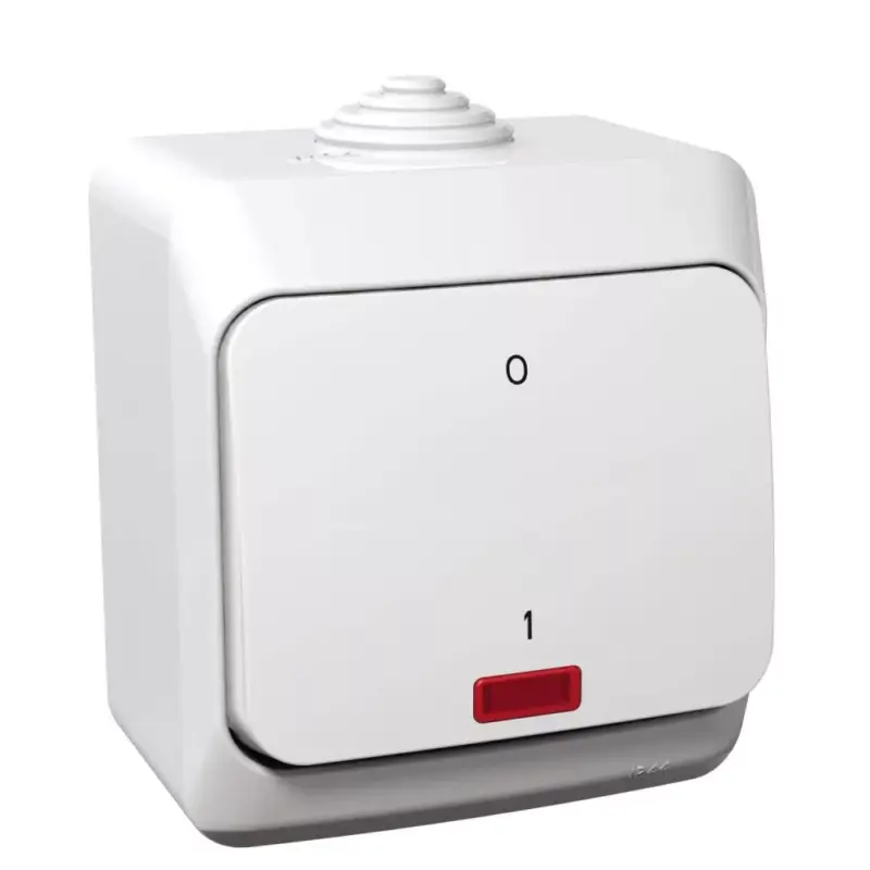 Schneider CEDAR PLUS Kétpólusú kapcsoló, jelzőfénnyel, IP44, fehér, WDE000521 Szezonális akció