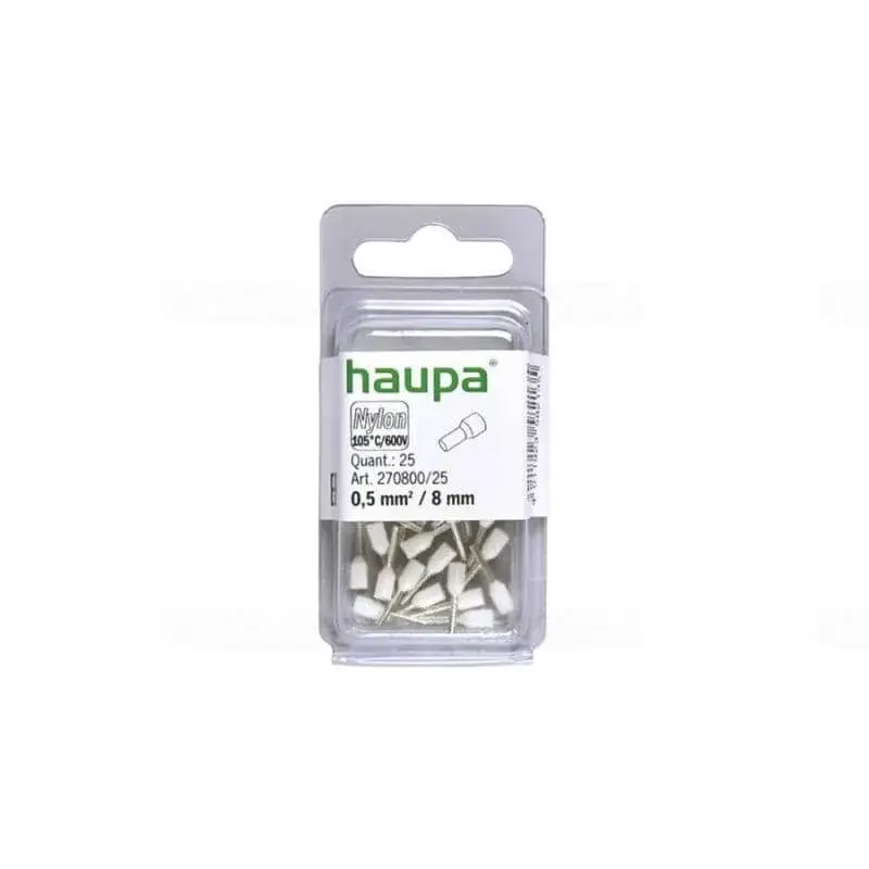 Végkiárusítás HAUPA Érvéghüvely szigetelt 0,5/ 8 fehér 270800/25 SmallPack Haupa (25db/bliszter)