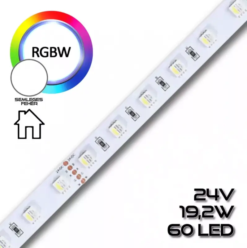 LEDSZALAG RGBW 5050smd-60WN 60led/m IP20 24V színes+fehér 4500K 17W/m 70662 Kedvezményes ár