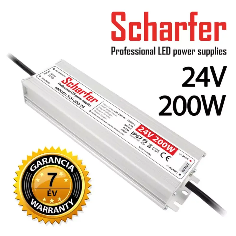 Exkluzív ajánlat SCHARFER SCH-200-24 200W vízálló LED tápegység IP67 24V VDC 8,33A