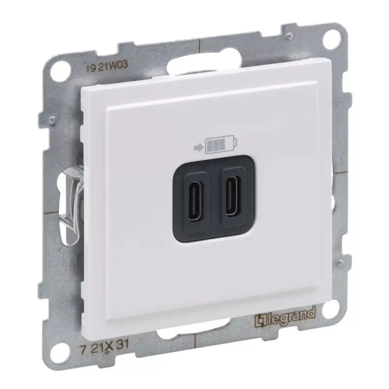 Outlet Legrand Suno 2xUSB-C csatlakozóaljzat, 3 A - 15 W, fehér, Legrand 721131