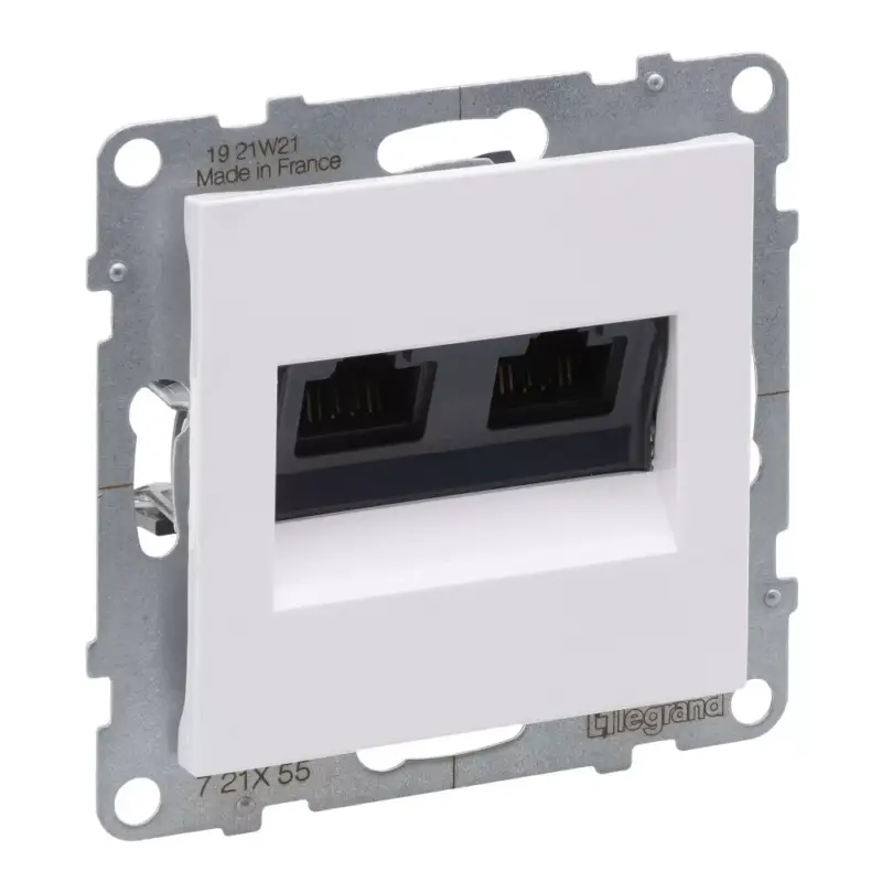 Olcsó Legrand Suno 2xRJ45 Cat.6A UTP csatlakozóaljzat, fehér, Legrand 721155