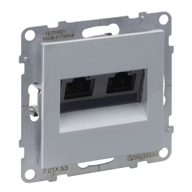 Legrand Suno 2xRJ45 Cat.6 UTP csatlakozóaljzat, alumínium, Legrand 721353 Nézd meg most