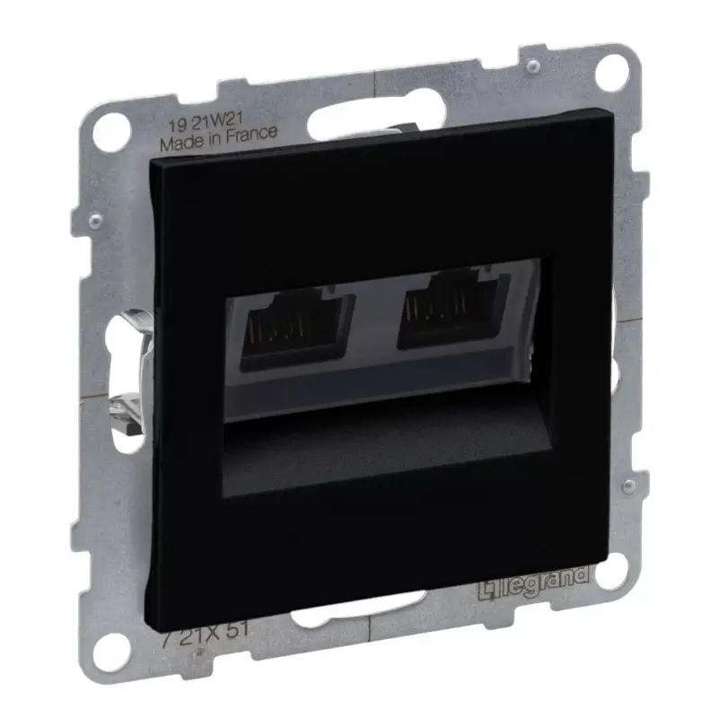 Legrand Suno 2xRJ45 Cat.5E UTP csatlakozóaljzat, fekete, Legrand 721451 Bestseller