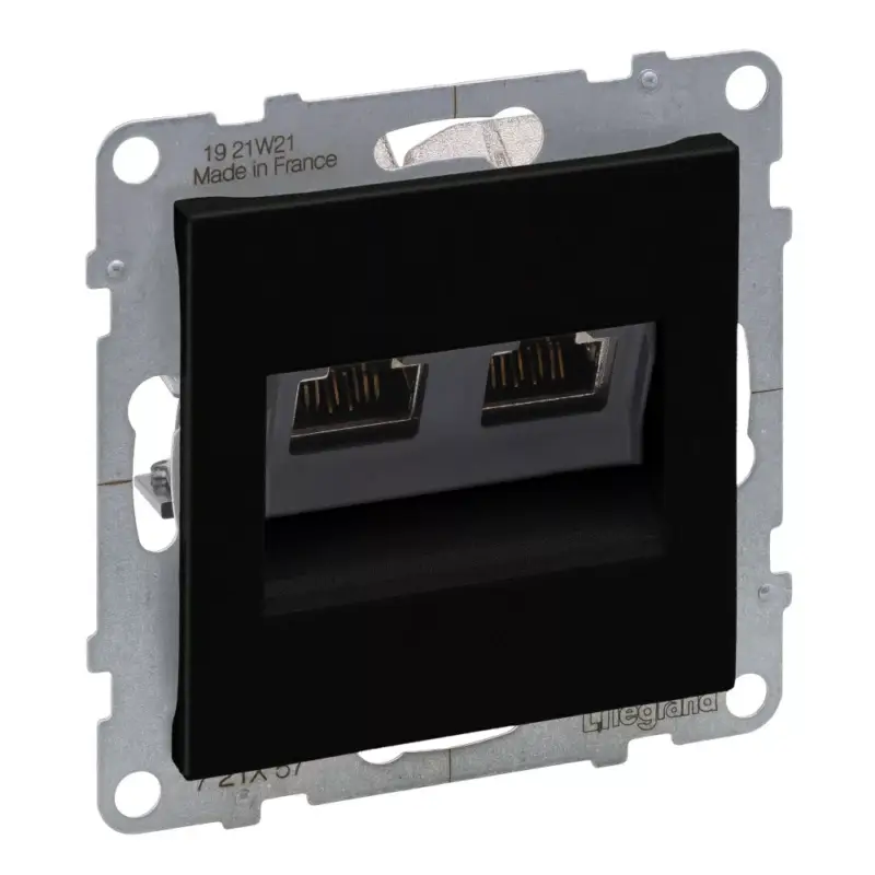 Legrand Suno 2xRJ45 Cat.6 STP csatlakozóaljzat, fekete, Legrand 721457 Gyors kiszállítás