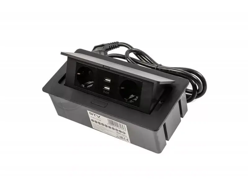 GTV ASZTALBA SÜLLYESZTHETŐ IRODAI ELOSZTÓ, IP20, 2X230V, 1XUSB-A, 1XUSB-C, FEKETE, kábellel GTV-AE-PBSUC2GS-20NN Ajánlat