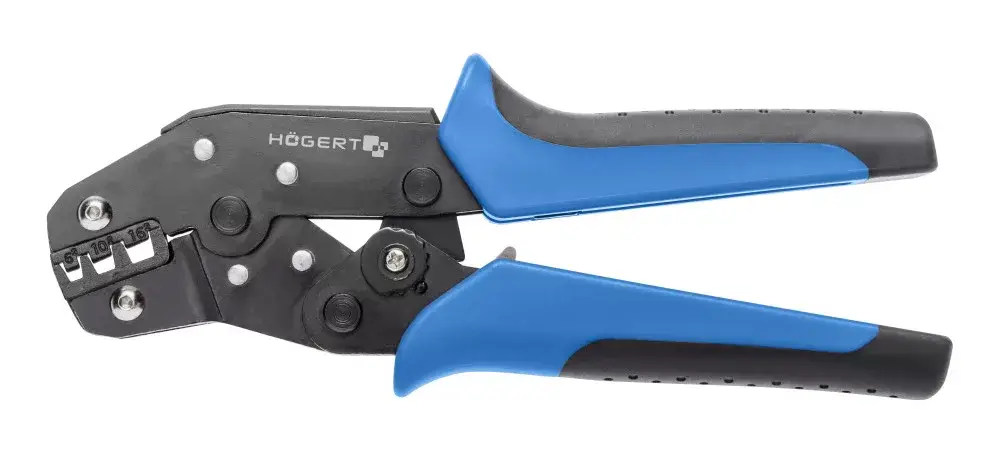 Csak ma Högert Érvéghüvely prés, 191 mm,6-10-16 mm2, racsnis karok, ergonomikus kialakítás CrV acél HT1P162