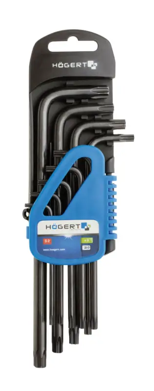 Högert TORX kulcskészlet, S2 acél, T10 és T50 közötti méret9 db / blister HT1W816 Újdonság
