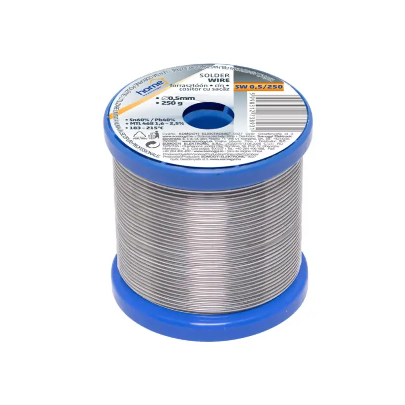 Home SW 0,5/250 forrasztóón, 0,5mm, 250g, európai gyártótól származó kiváló minőségű forrasztóón, összetétel: SN/PB: 60/40%, gyanta: 2,0%, SW_0_5_250 Legnépszerűbb