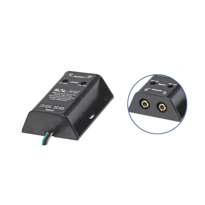 Alacsony ár SAL SA 001 jelszint átalakító, sztereó, 2 x 50 W, hangerőszabályzás csatornánként, SA_001