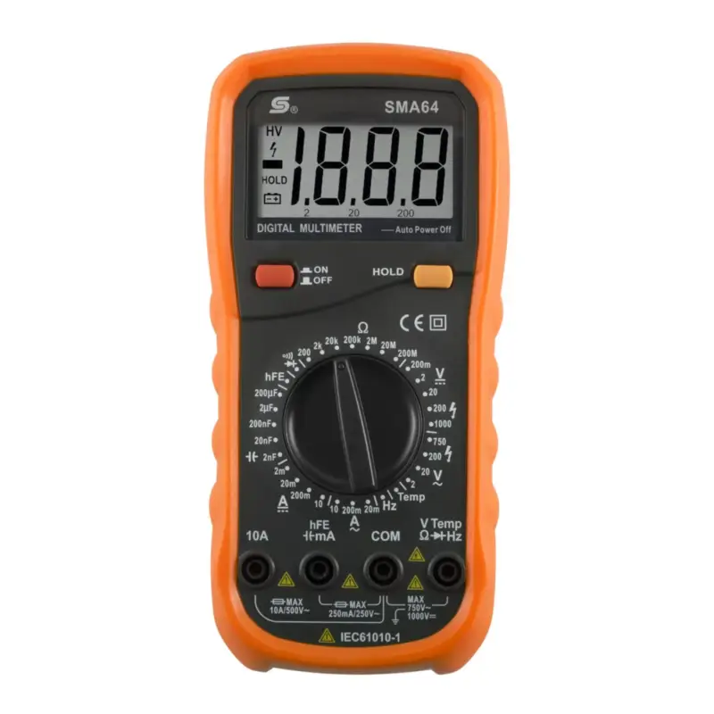 Home SMA 64 digitális multiméter, egyenfeszültség, váltófeszültség, egyenáram, váltóáram, ellenállás, hőmérséklet mérése,, SMA_64 Akció