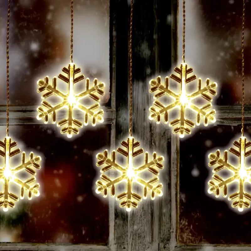 Újdonság Home KAF 8/F LED-es hókristály fényfüggöny, 0,9 m / 8 db melegfehér LED akril hókristályban, átlátszó vezeték, hálózati adapter, kül- és beltéri kivitel, KAF_8_F