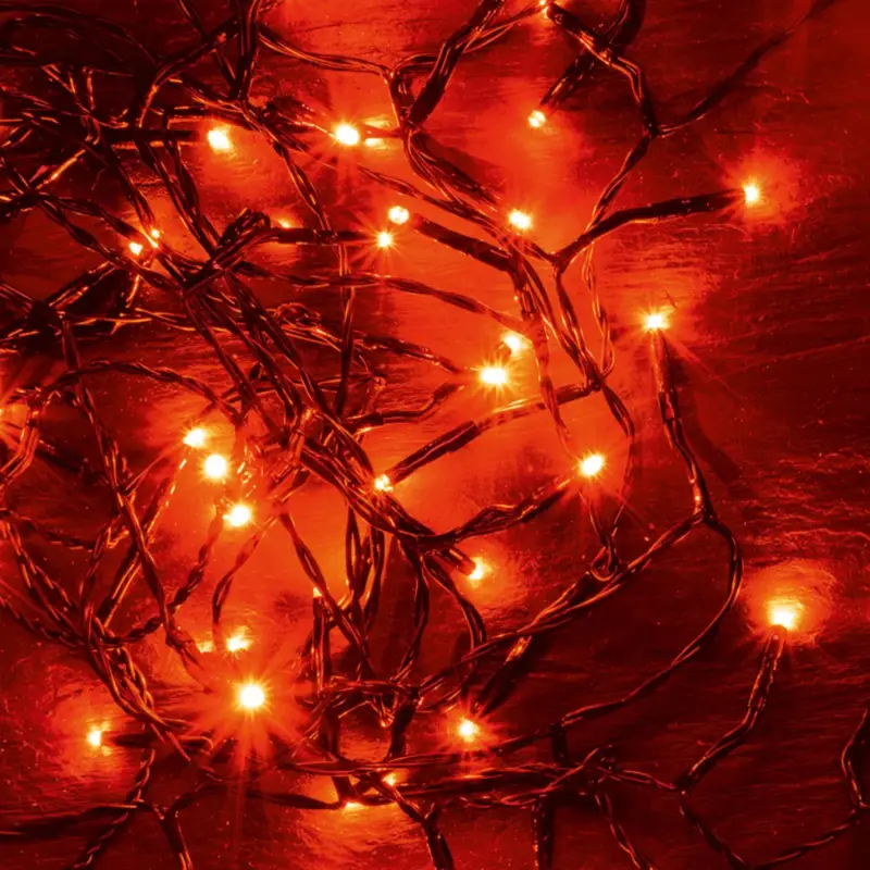 Home KII 50/R LED-es fényfüzér, 4 m / 50 db piros LED, állófényű, zöld vezeték, hálózati adapter, beltéri kivitel, KII_50_R Végkiárusítás