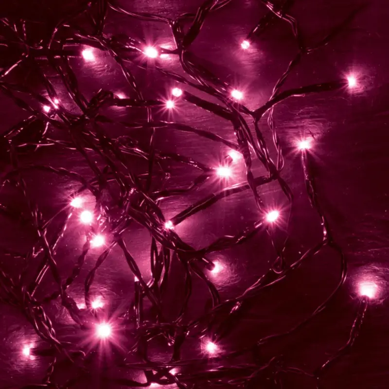Szuper ajánlat Home KII 100/P LED-es fényfüzér, 8 m / 100 db pink LED, állófényű, zöld vezeték, hálózati adapter, beltéri kivitel, KII_100_P