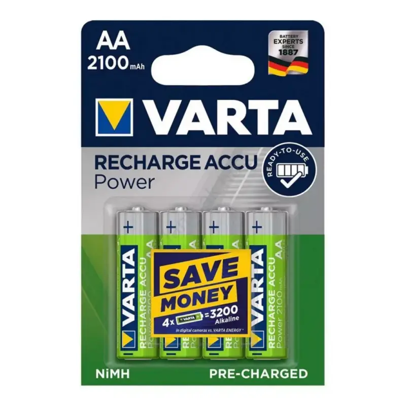 Végkiárusítás VARTA 56706 akkumulátor AA, NiMH akkumulátor, ceruza, 2100 mAh kapacitás, RTU - feltöltött és használatra kész, 4 db/csomag, 56706