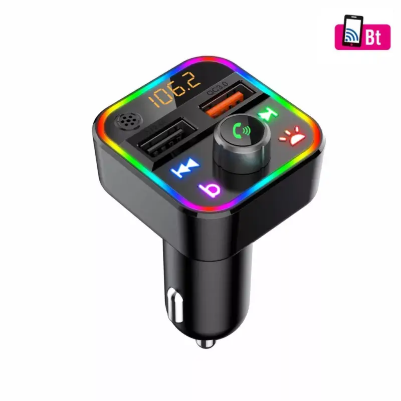 Vedd meg most SAL FMBT 18RGB autós kihangosító és töltő, 5 in 1, FM mofulátor, dupla USB gyorstöltő, feszültségmérő, basszus-kiemelés gomb, FMBT_18RGB
