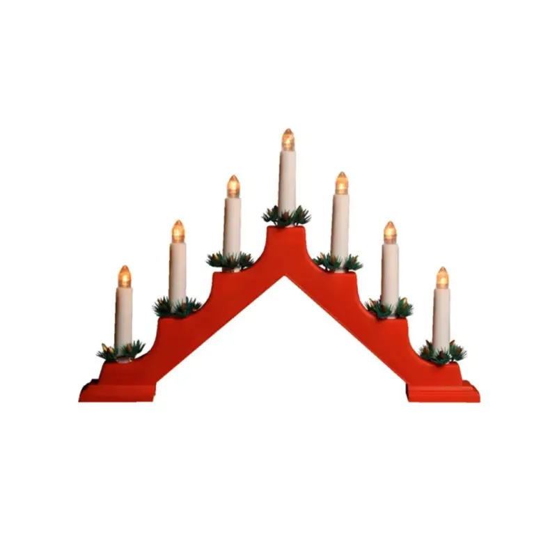 Home KAL 02 gyertyapiramis, 7 db LED, piros műanyag, kapcsolható, 3 funkció, KAL_02 Vásárlói kedvenc