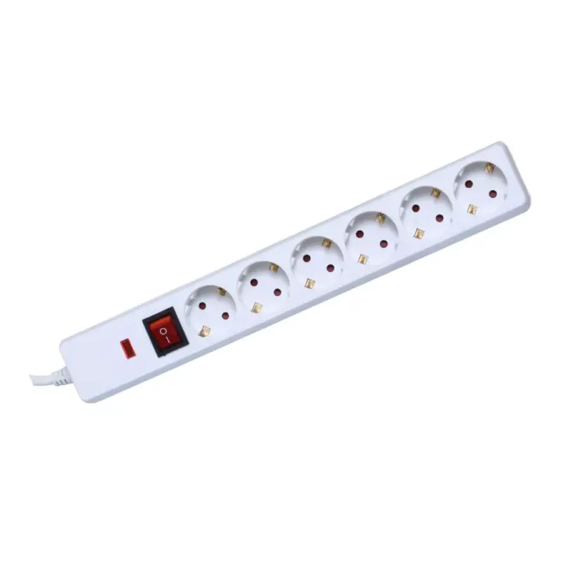 Home NVT 06K/WH túlfeszültség védett hálózati elosztó, 1,5 m, kapcsolós, H05VV-F 3G1,5 mm2 kábel, IP20 kivitel, 6 aljzat, max. 3500W Nézd meg most