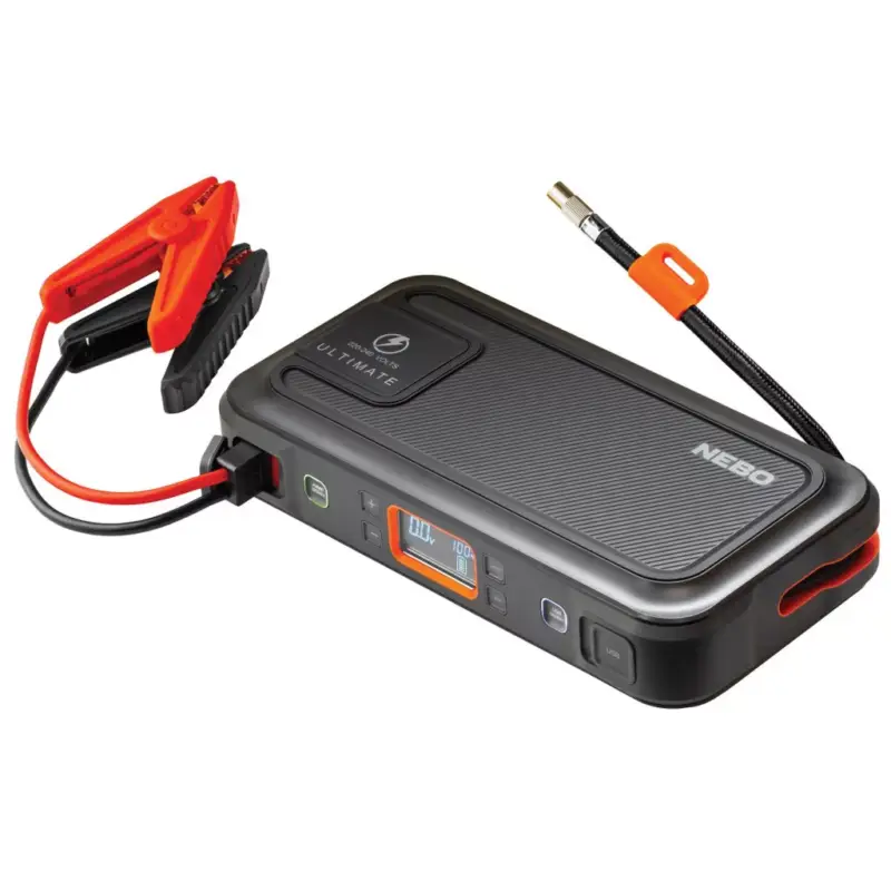 NEBO NEB-PBK-0006-G ULTIMATE, Jump Starter, 12VDC/600 A 3mp, 1500 A max., kompresszor, 130 psi max., LCD kijelző, Smart Charge, indítókábelek Azonnali szállítás