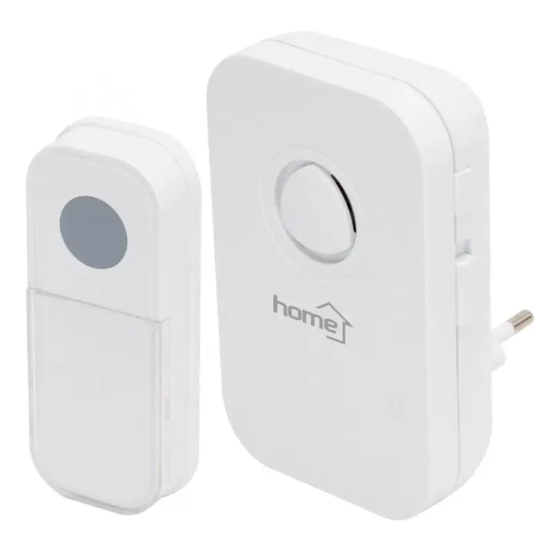 Újdonság Home DB 1031AC vezeték nélküli csengő, 100m hatótáv, 3-fokozatú hangerő, 36 dallam, 8 párosítható nyomógomb, zavarvédett, 230V-os tápellátás