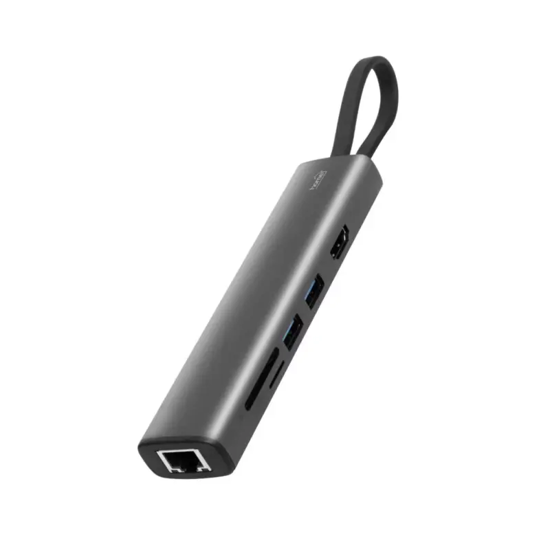 Újdonság Home USBHUB7 dokkoló állomás, Gigabit RJ45, 4K HDMI HDR,egér, billentyűzet, TF/microSD, SD, 2 TB USB tároló, merevlemez, ~100 W PD, plug & play