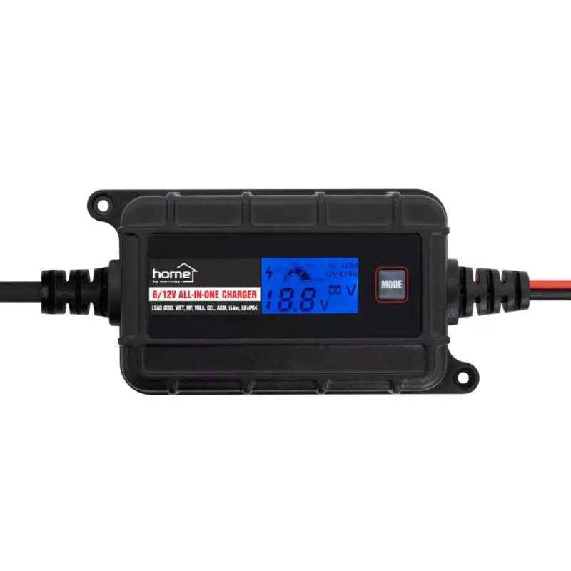 SAL SMC20 SMART akkumulátortöltő, 6-12V/2A, LCD kijelző, teljesen automatikus, minden elterjedt akkutípushoz, digitális kijelző, karbantartó töltés, kétféle csatlakozókábel Expressz kézbesítés
