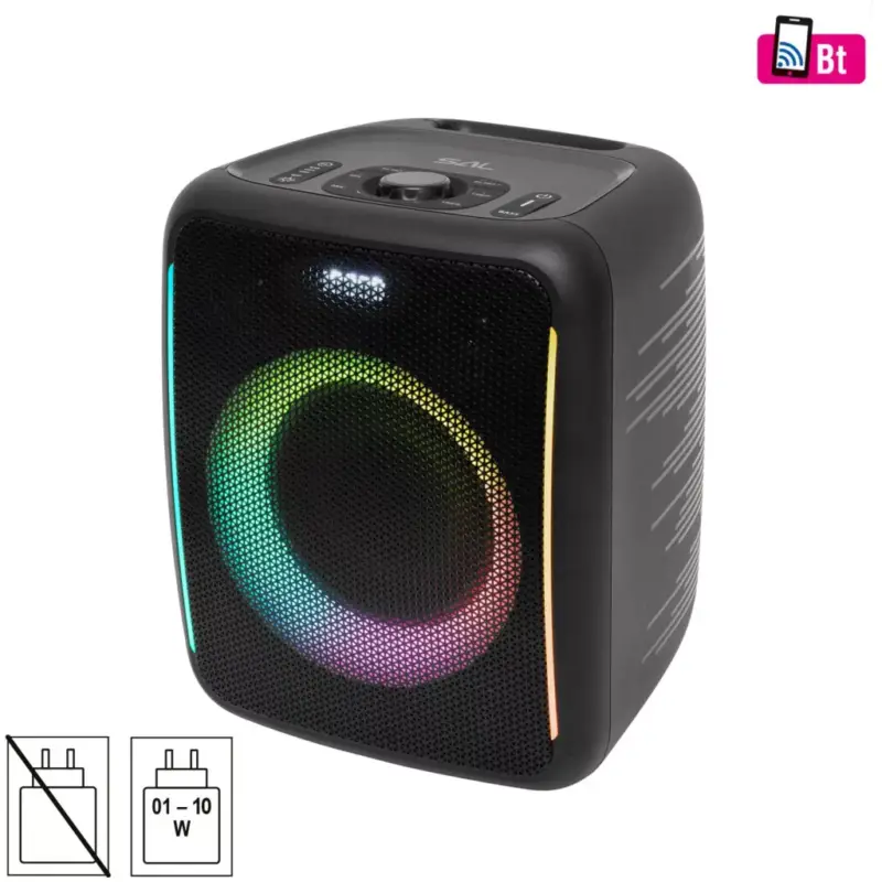 Szuper ajánlat SAL BTCUBE hordozható Boombox, vezeték nélküli hangszóró, 70 watt, 3 hangszóró, Bluetooth TWS, IPX4, beépített akkumulátor