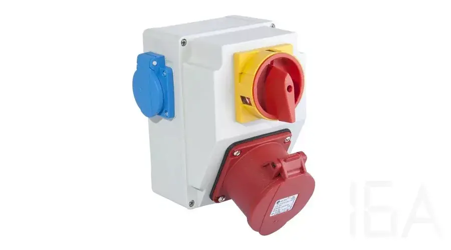 TP Electric Szerelt ipari doboz 120×170mm IP44 aljzat 5x16A (75x75)x1+kapcsoló+kék dugalj 2 3317-002-5001H Expressz szállítás