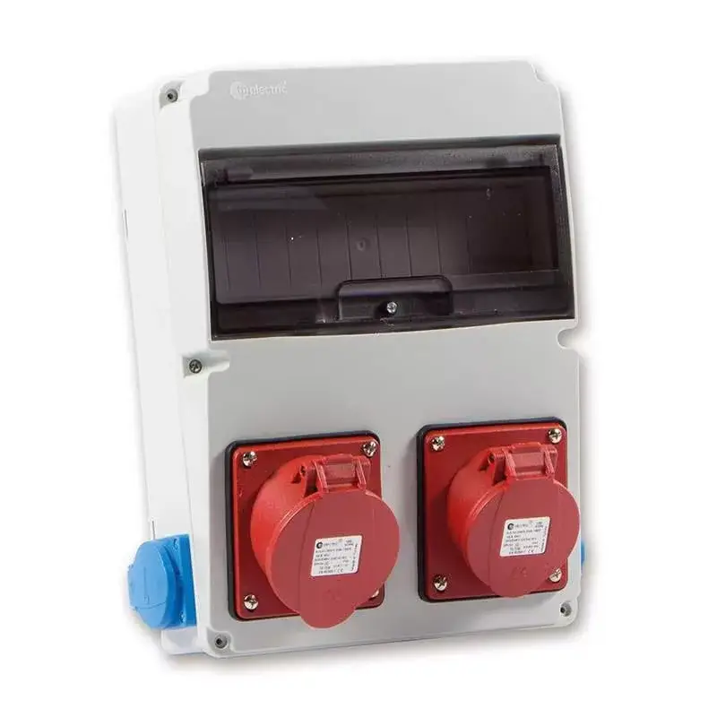 Utolsó esély TP Electric Ipari doboz szerelt 220x300 2x(5P16A) + 2x(2P+F) oldalsó IP44 3320-002-5500