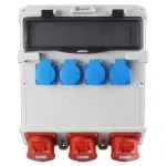 Árengedmény TP Electric Szerelt ipari doboz 300x340, IP44, 4x(1x16A)+1x(5x16A)+2x(5x32A), 14 modulos 3600-400-5172