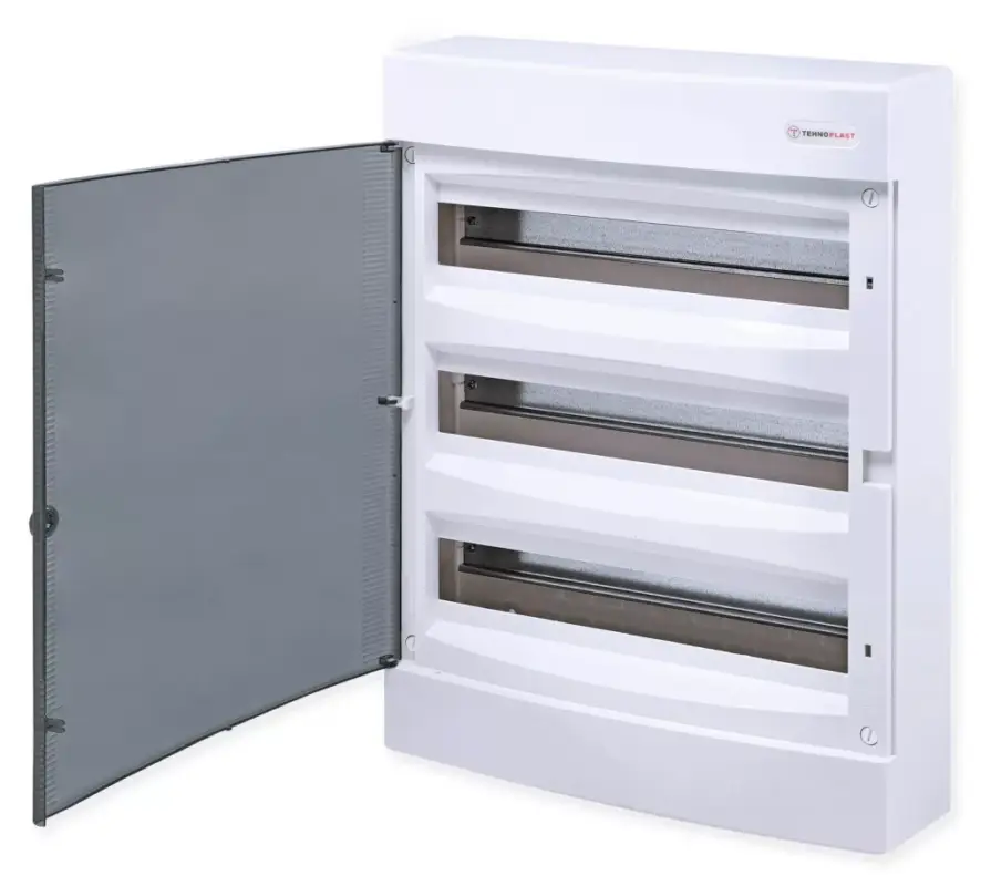 Tehnoplast Falon kívüli kiselosztó doboz, C sorozat, 54 modulos, átlátszó ajtó, 3 soros, 396x526x112 mm,IP40 THP-N3x18C Biztonságos fizetés