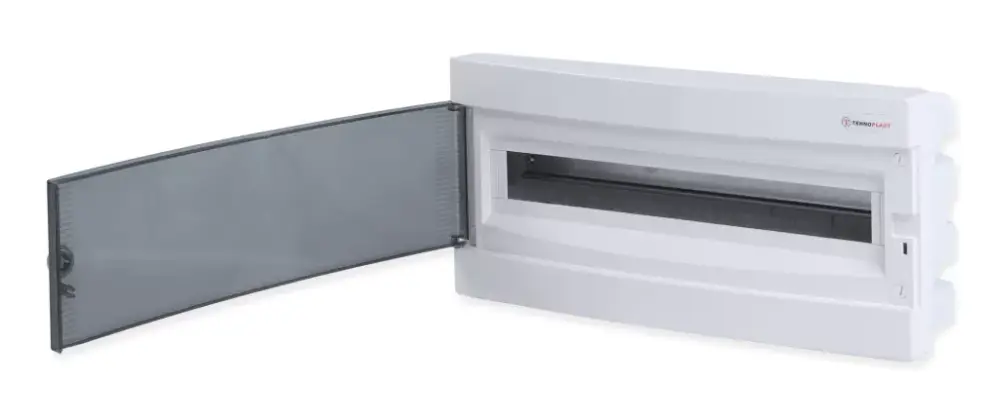 Tehnoplast Süllyesztett kiselosztó doboz, C sorozat, 24 modulos, átlátszó ajtó, 1soros,500x255x106 mm, IP40 THP-U1x24C Kedvezményes ár