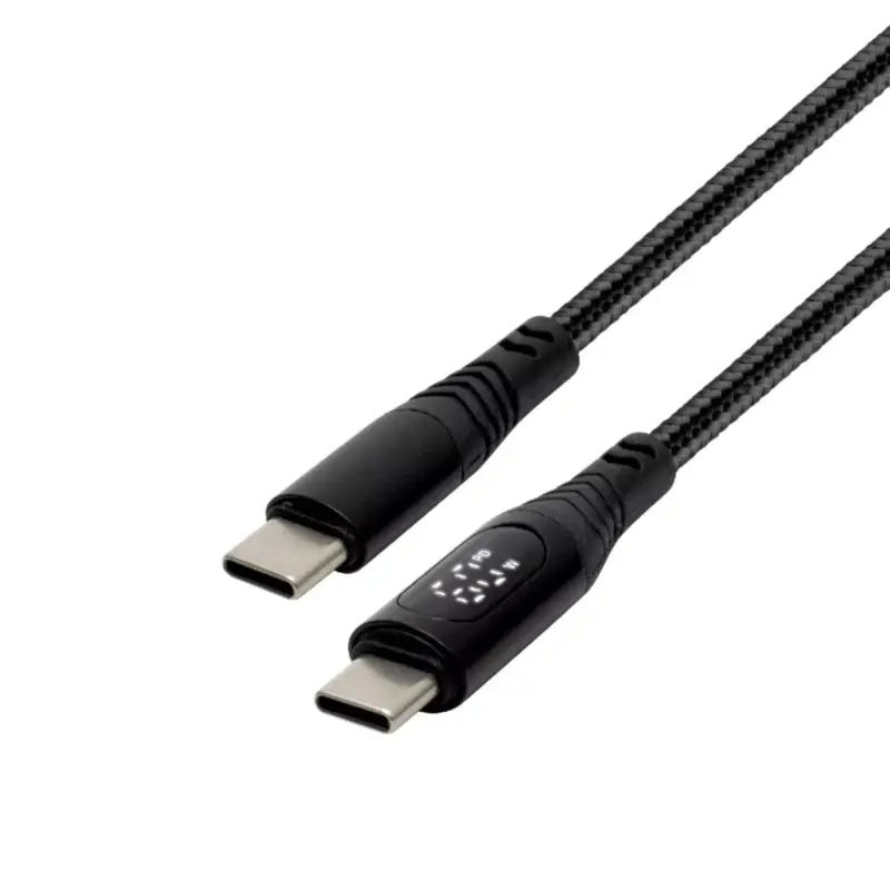 Rendeld meg most Home USBCC100PM töltőkábel, USB-C / USB-C, 1.2 méter, 100W gyorstöltés, teljesítménymérő digitális kijelző, szőtt nylon burkolat