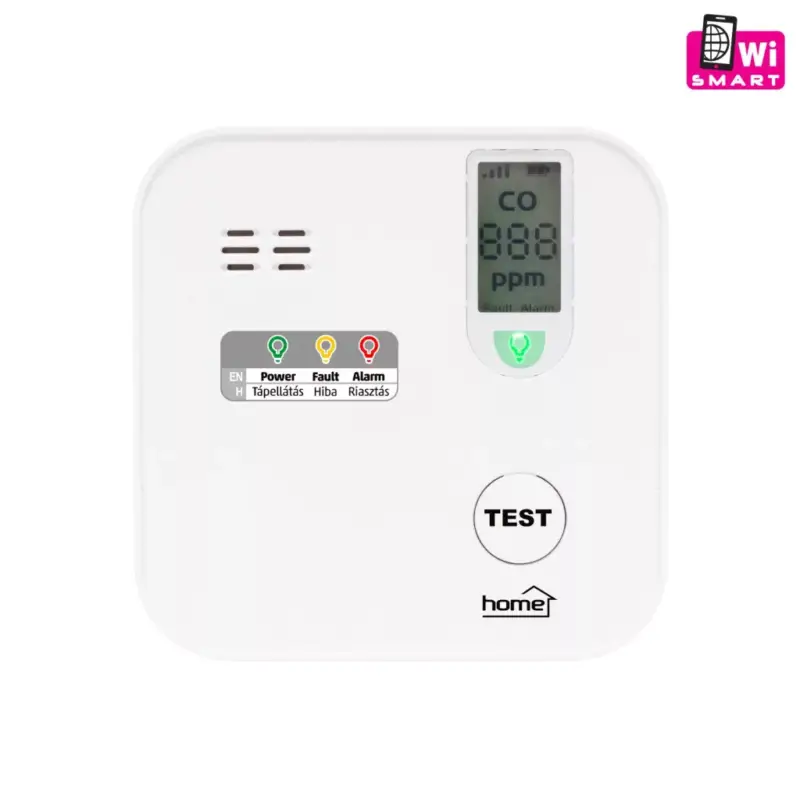 Népszerű Home CO10SMART szén-monoxid vészjelző, Tuya kompatibilis, Wi-Fi kapcsolat , LCD kijelző, elemes, 5 év elem élettartam, 10 év érzékelő élettartam