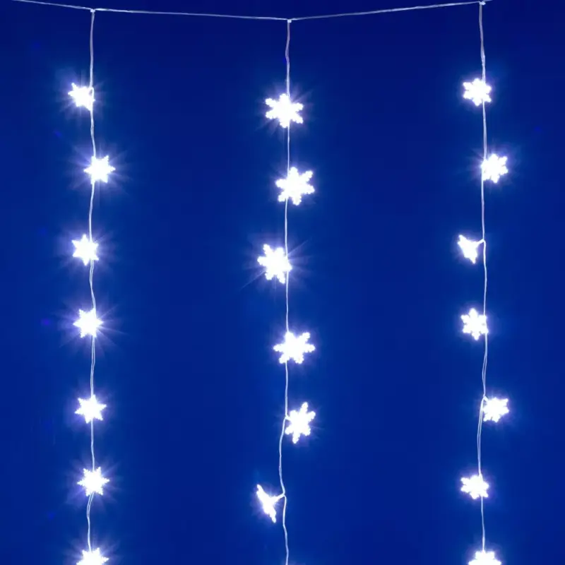 Azonnali szállítás HOME KAF50WH LED-es hópehely fényfüggöny, 1,35 m, 50 db hidegfehér LED, hálózati tápellátás, beltéri kivitel