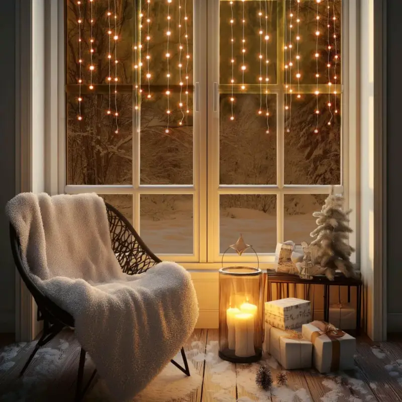 HOME KAF50DLEDWW DOT LED-es fényfüggöny, 50db melegfehér DOT LED, 81cm, állófényű, adapteres tápellátás, beltéri kivitel Expressz szállítás
