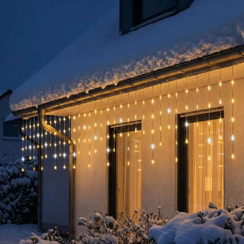 Korlátozott ajánlat HOME KKF300D5M LED-es sziporkázó fényfüggöny, 300 db melegfehér DOT LED, átlátszó vezeték, hálózati adapter, kül- és beltéri kivitel