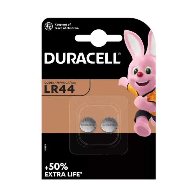Duracell LR44 10PP040020 alkáli gombelem, 1,5 V feszültség, 2db/bliszter Népszerű