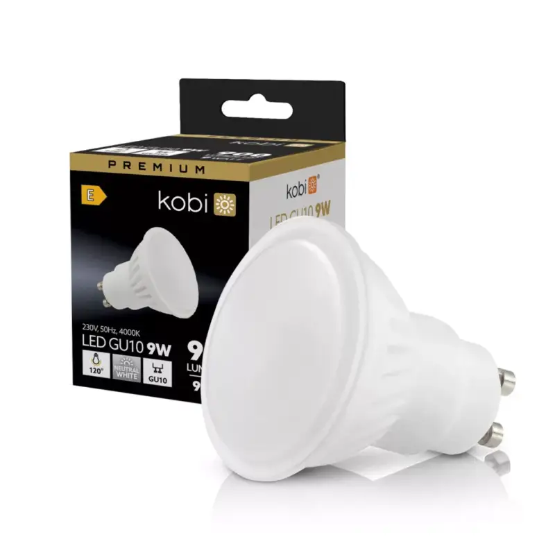 Akciós ár GU10 LED-fényforrás, 9 W, Természetes fehér NW 4000K 900lm, KOBI-001236 KOBI