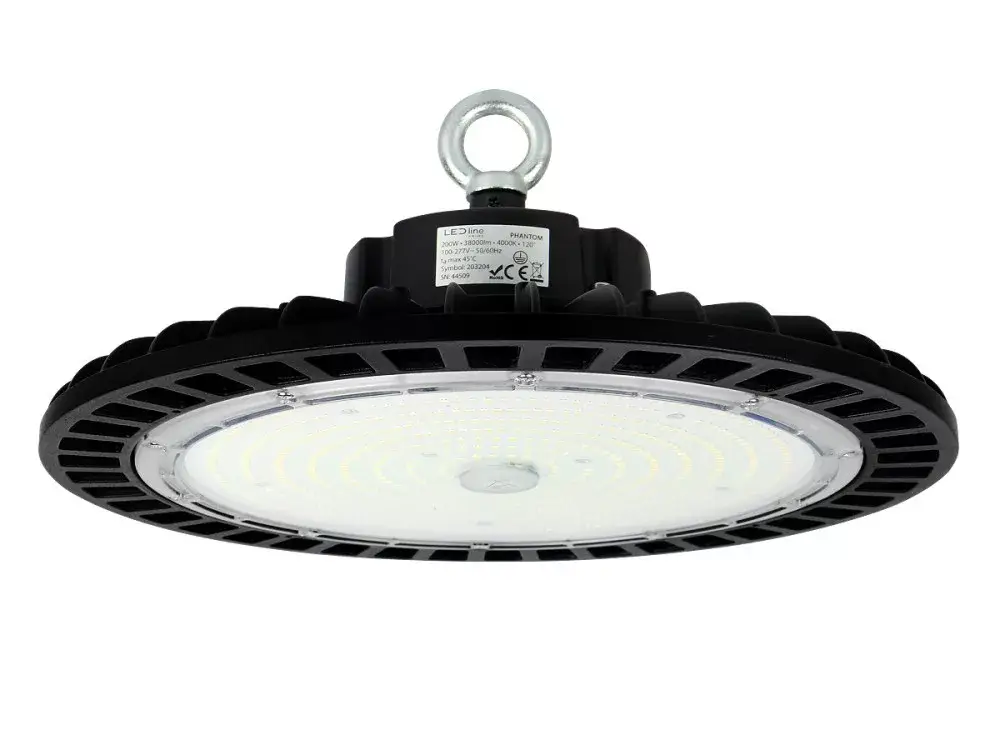 PHANTOM Csarnokvilágító, 120°, IP65, IK08, 200 W, szabályozható, Természetes fehér, fekete LL-203211 LED line Biztonságos fizetés