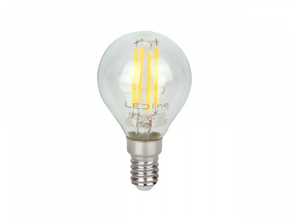 E14 LED-fényforrás, 4 W, filament, Meleg fehér WW 2700K 480lm, LL-202221 LED line Korlátozott ajánlat